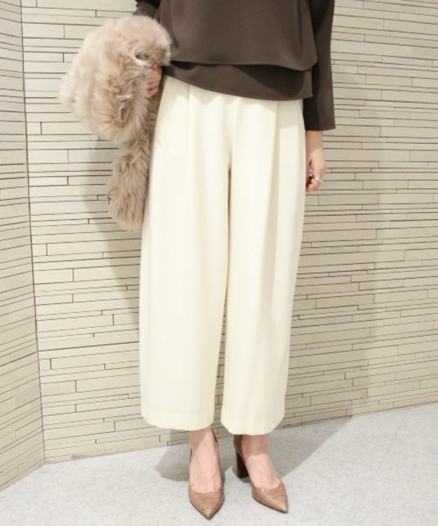 Spick and Span Noble 裏起毛 ワイドタックパンツ