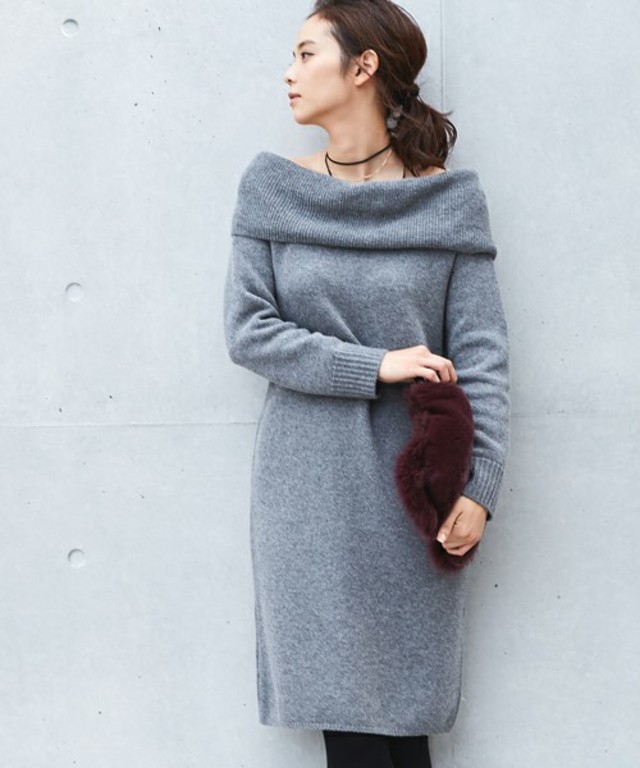 STUDIOUS オフショルダーニットワンピース