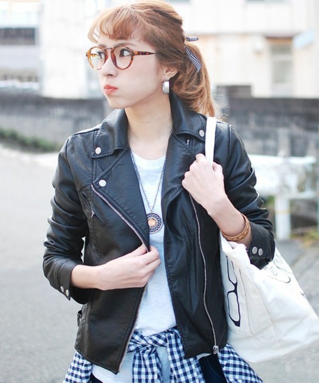 select MOCA フェイクレザー長袖ライダースジャケット