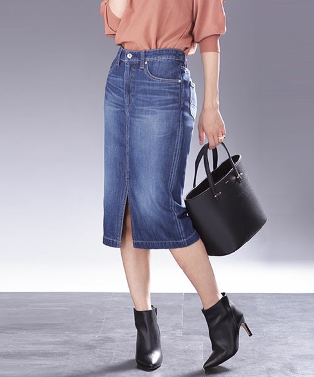 nano・universe USコットンデニムタイトスカート