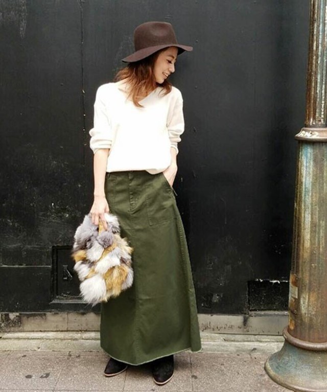 リメイクミリタリーマキシスカート