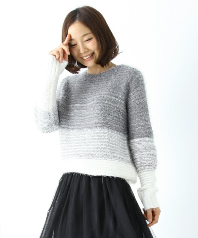 r.p.s フェザーカラーブロック長袖ニットプルオーバー