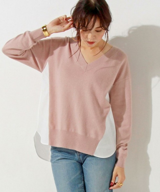 UNITED ARROWS ＜Blanc basque（ブランバスク）＞ コンビ Vネック プルオーバー