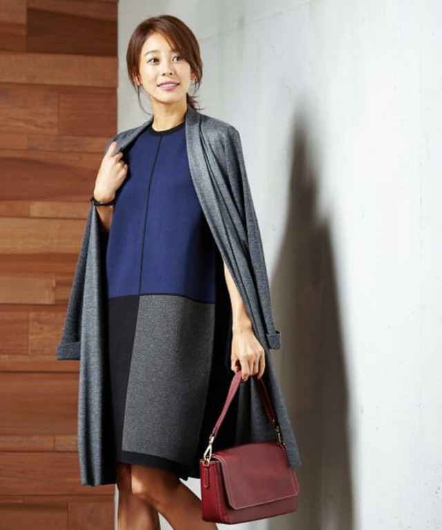 23区　レーヨンストレッチダブルJQ ニットワンピース