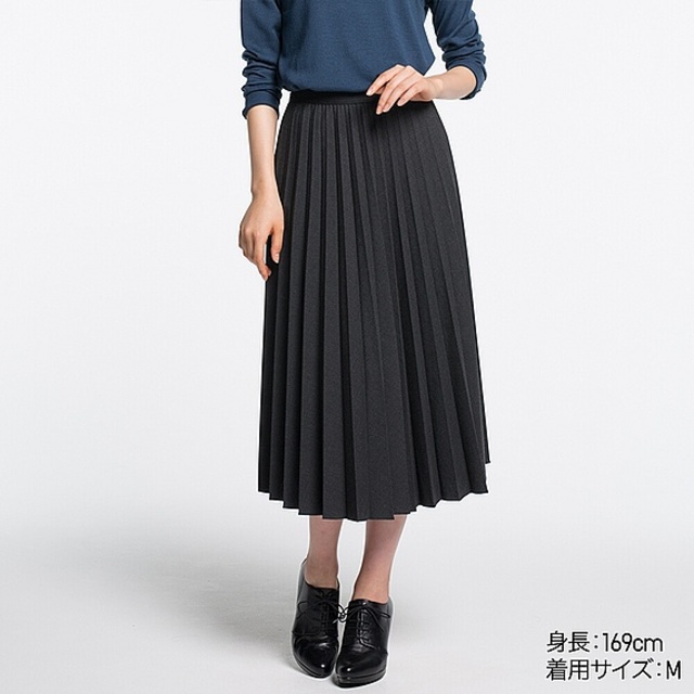 WOMEN ハイウエストプリーツミディスカート