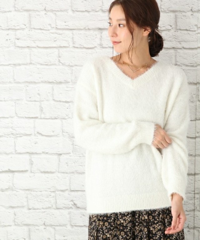 LEPSIM　3GフェザーヤーンVネックプルオーバー