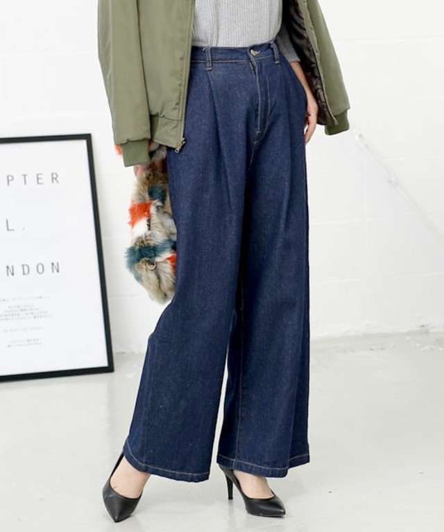 select MOCA　ハイウエストコットン デニムワイドパンツ