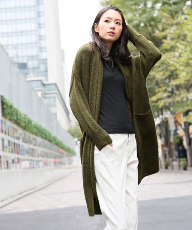 GLOBAL WORK 7ゲージウールコンロングカーディガン長袖