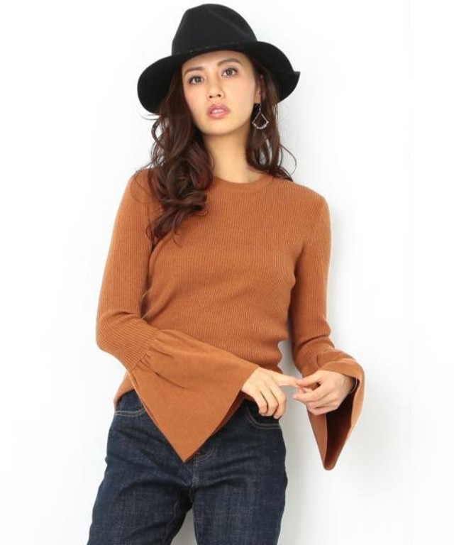 袖フレアリブプルオーバー