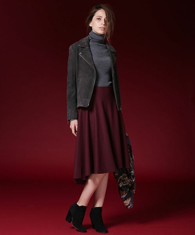 nano・universe　ウールジャージフレアスカート