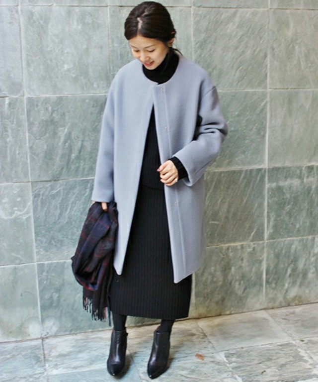 IENA ノーカラーコクーンコート