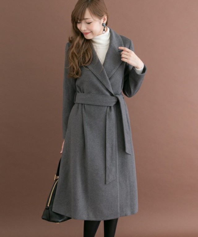 カシミヤ混ガウンコート