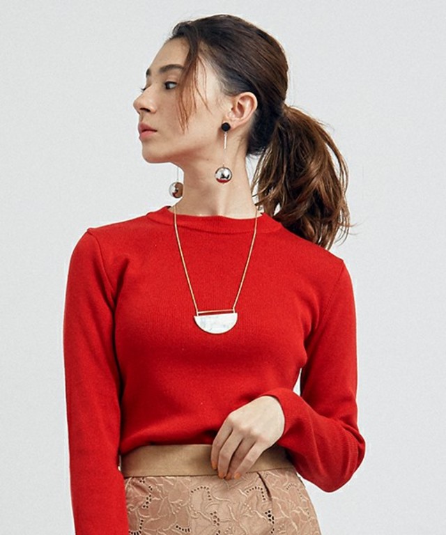 UNITED TOKYO ゴム編みコンパクトニットプルオーバー