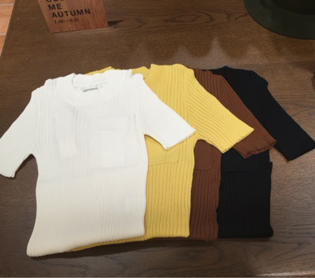 LAGUNAMOON　 Militaryハーフスリーブリブプルオーバー