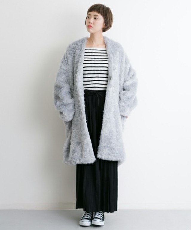 merlot ドロップショルダーファーコート