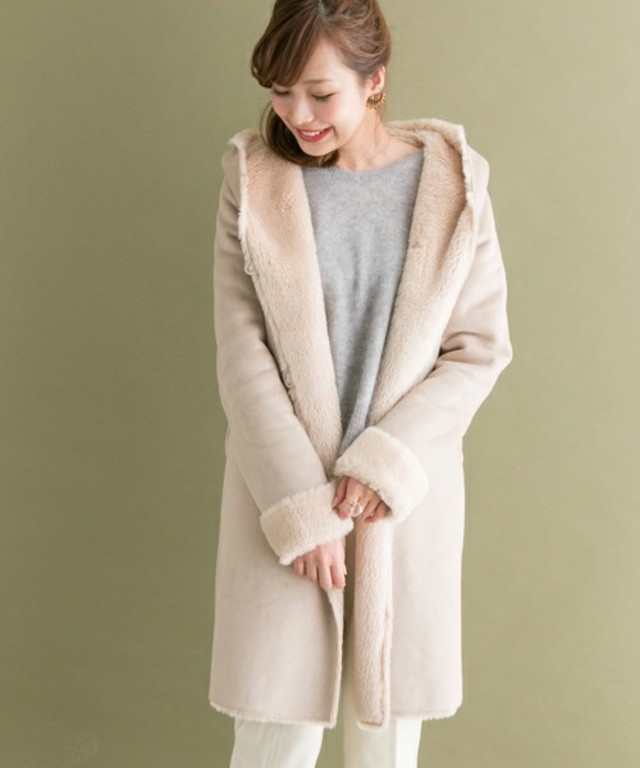 URBAN RESEARCH ROSSO ROSSO ウール混フェイクムートンフードコート