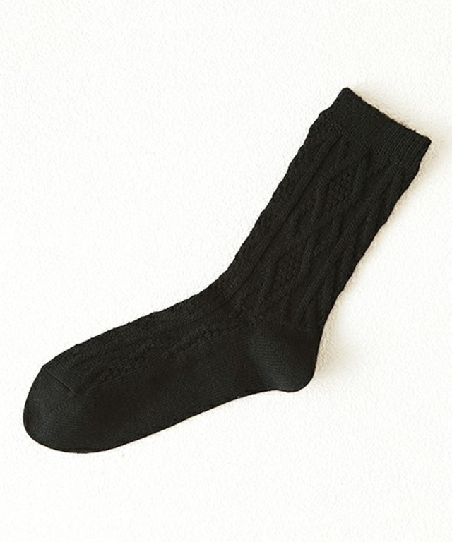 靴下屋/ 　毛混ダイヤケーブルソックス