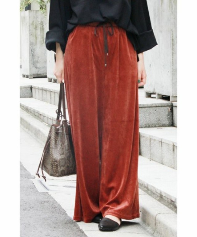 コットンモダールベロアリラックスパンツ