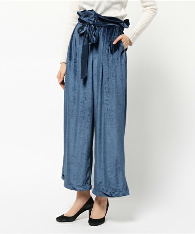 ウエストタックベロアワイドパンツ