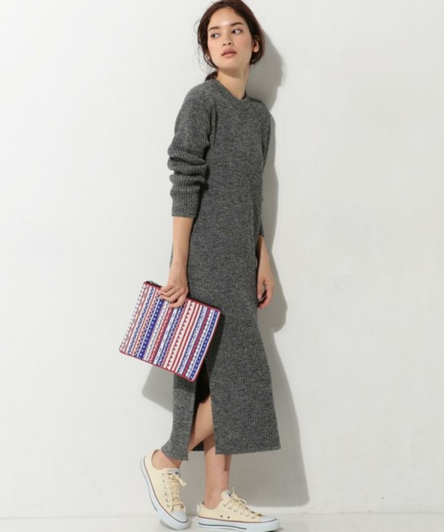 UNITED ARROWS リブワンピースロングスリーブ