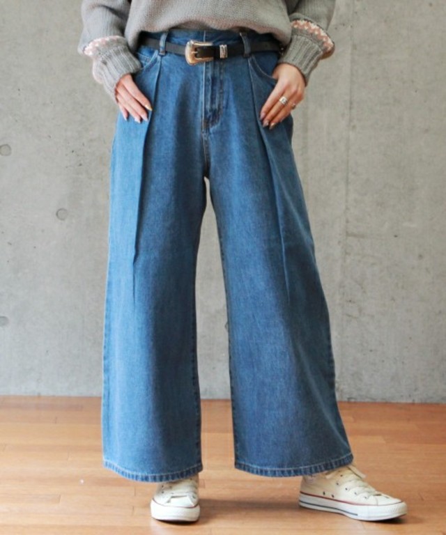 深めタックワイドデニム
