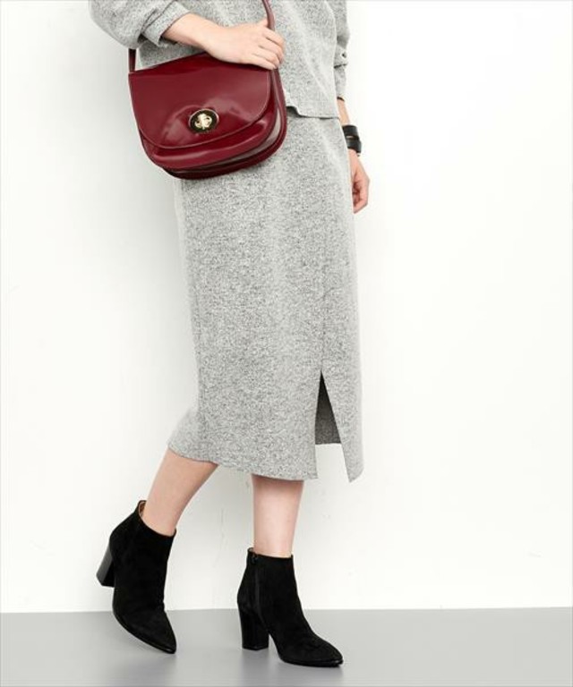 ADAM ET ROPE' ツイードジャージースリットスカート