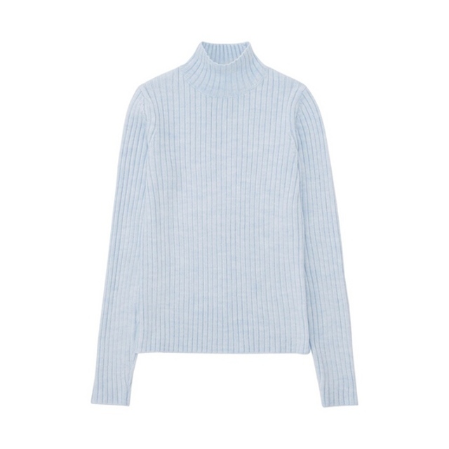 リブモックネックセーター