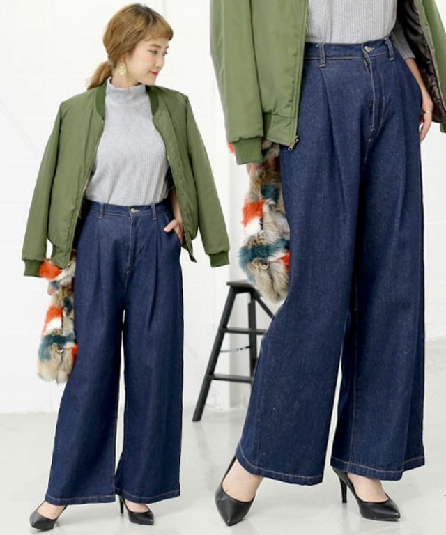 select MOCA　ハイウエストコットン デニムワイドパンツ