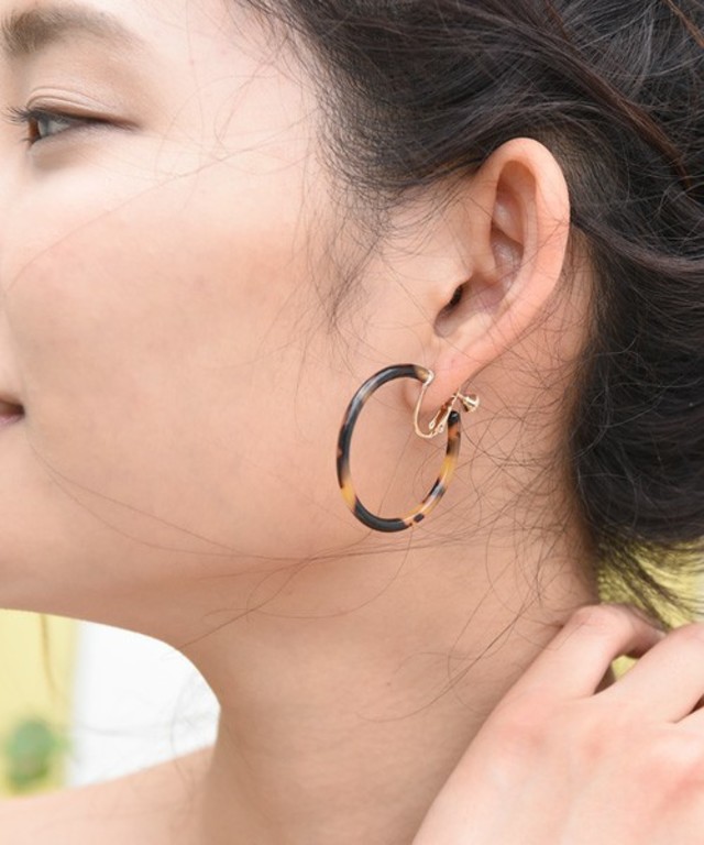 queite べっ甲フープイヤリング