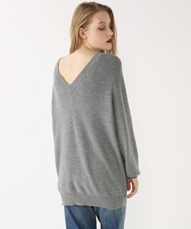 BLACK BY MOUSSY / Rib back V knit
