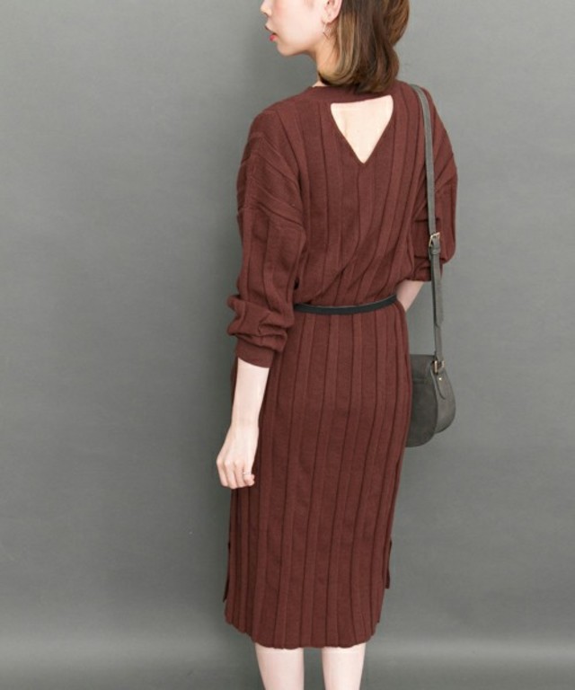 KBF / バックオープンリブワンピース