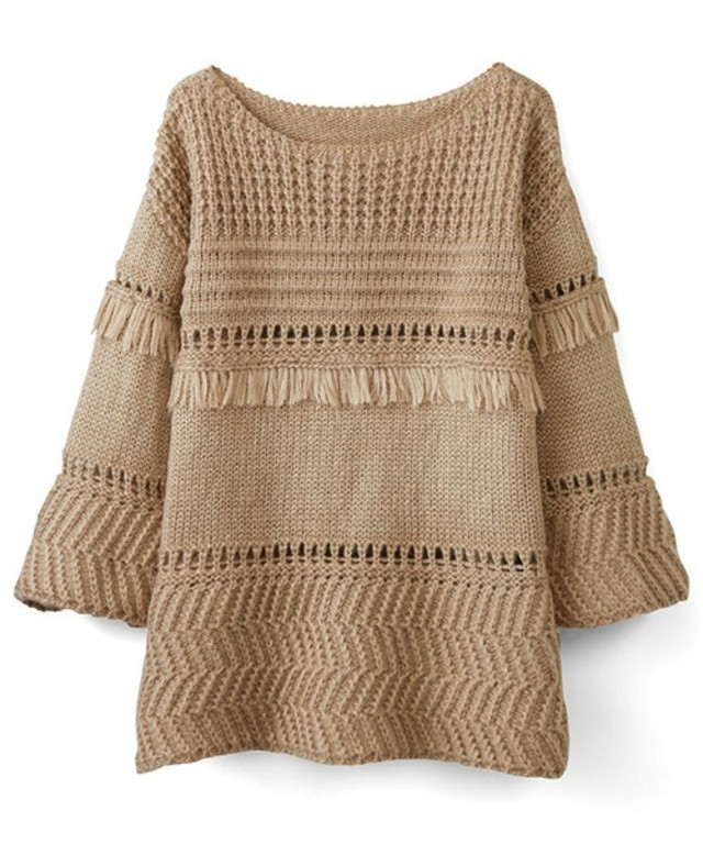 リブ イン コンフォート スポンと着るだけでコーデの主役 豪華編み地切り替えニットトップス