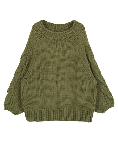 ケーブルスリーブニットプルオーバー