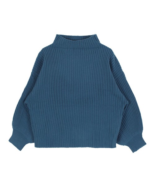 ボトルネックリブニットプルオーバー