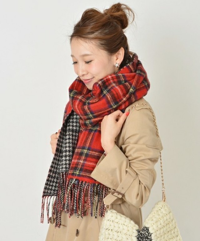 リバーシブルチェックストール
