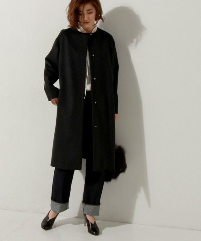 UBMF W/BV ドロップショルダー ノーカラーコート