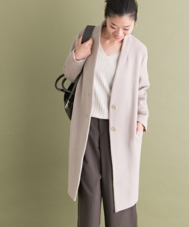 ROSSO Vネックノーカラーコート