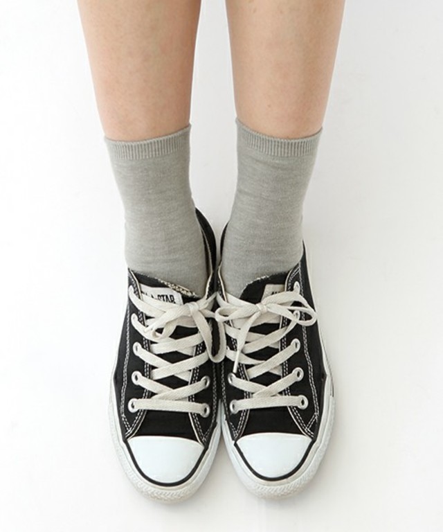 コットンブレンド無地ソックス