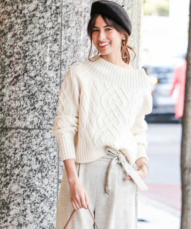 ROPE' 　ボリュームケーブル柄ニット