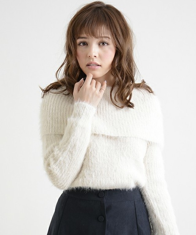 MAJESTIC LEGON  フェザーオフショルニット