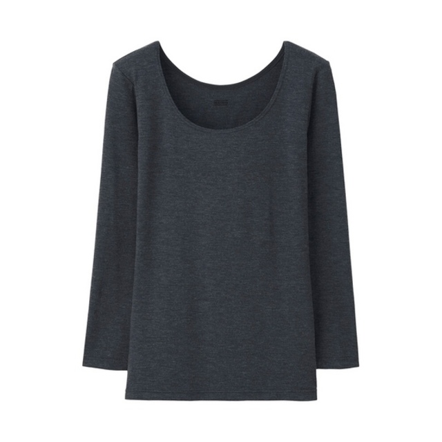 ＜ユニクロ＞ヒートテックUネックT（8分袖）