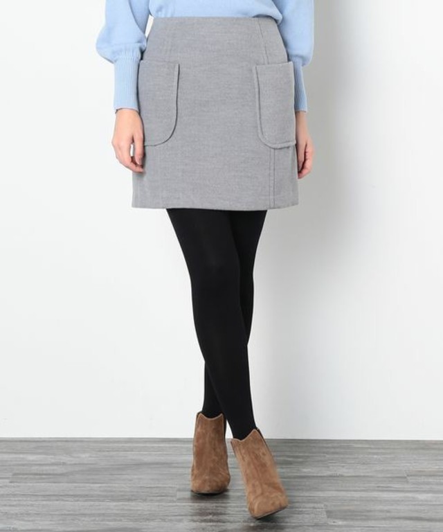 フェイクウール台形スカート
