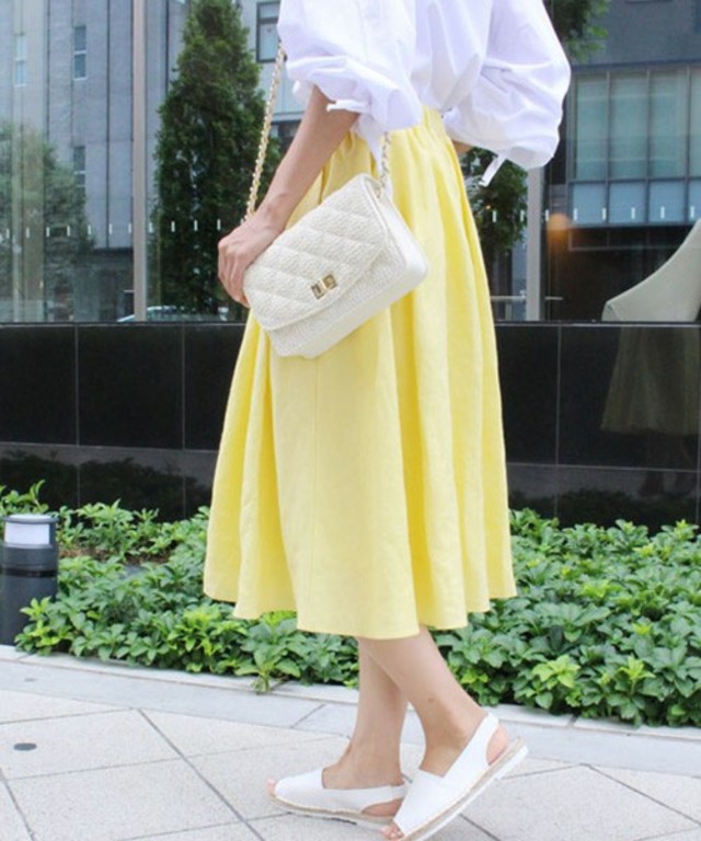 MODE ROBE　リネンフレアカラースカート