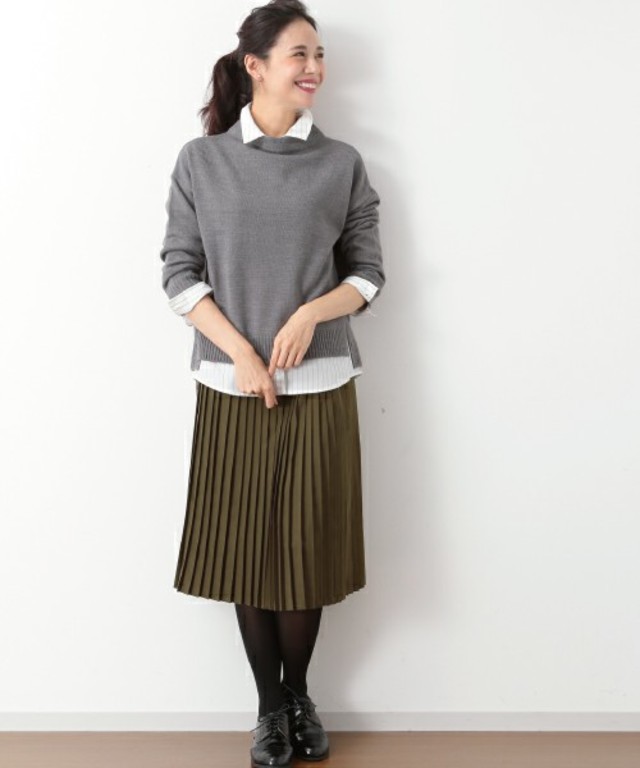 earth music&ecology プリーツミモレスカート