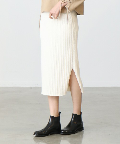 Abahouse Devinette Set upコットンカシミヤリブスカート