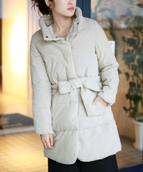 Bou Jeloud ピーチ中綿スタンドロングコート