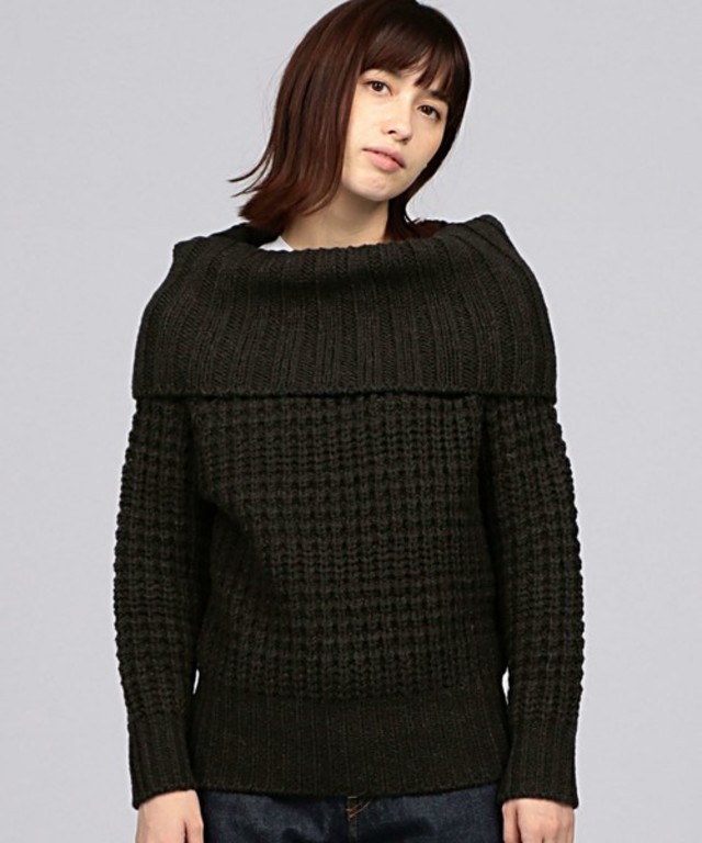 ワッフルオフショルダーニット