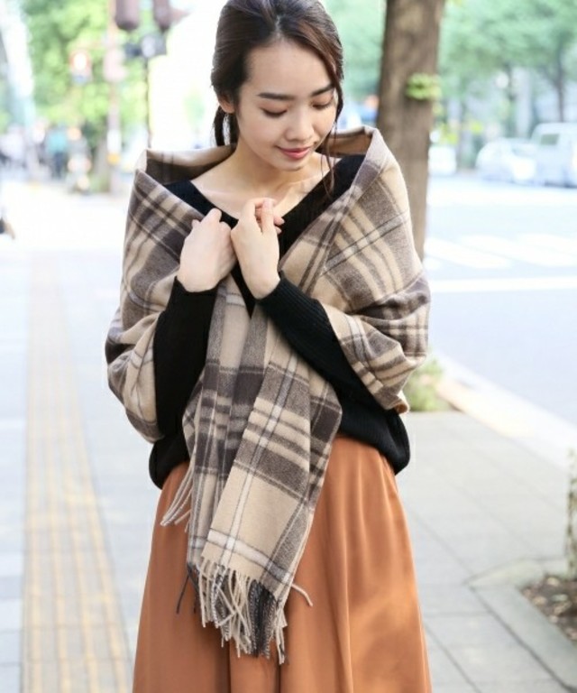 apart by lowrys カシミアウールチェックストール