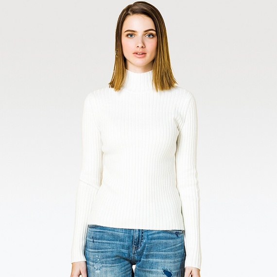 WOMEN リブモックネックセーター（長袖）