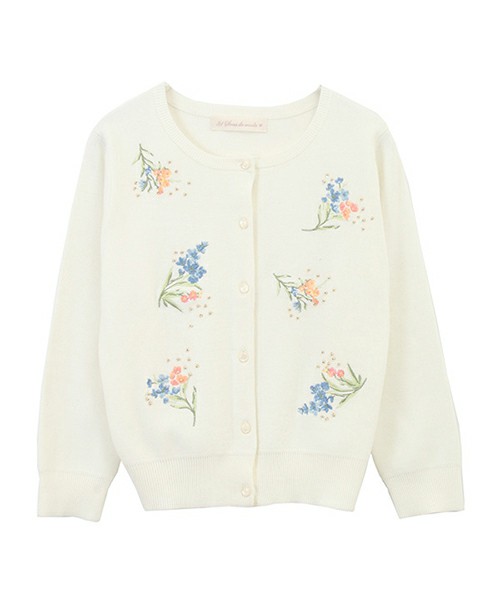 31 Sons de mode フラワー刺繍スパンコールクルーネックカーディガン
